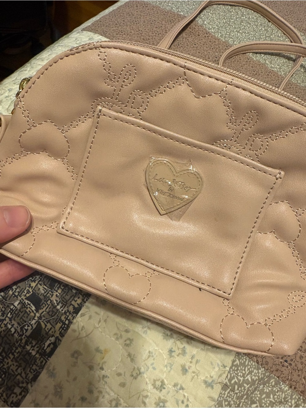 Heart-Stitched Crossbody Bag